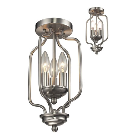 Z-Lite Cardinal 3 Light Flush Mount, Brushed Nickel 434-14-BN